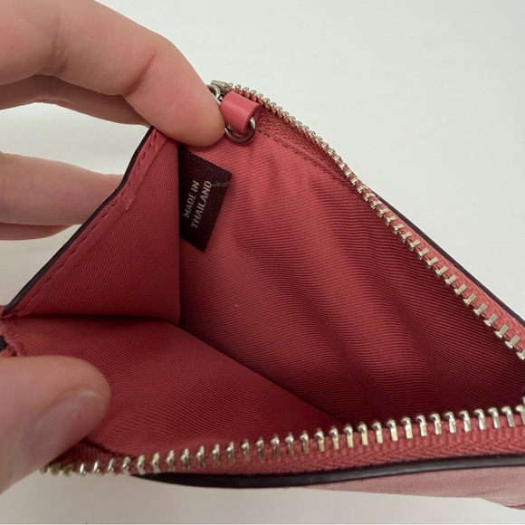 Coach Mini Skinny ID Case Pink Solid Key Ring ID Window Women's Card Wallet - Picture 8 of 15